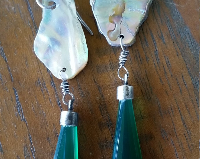 Abalone Shell with Vintage Green Glass