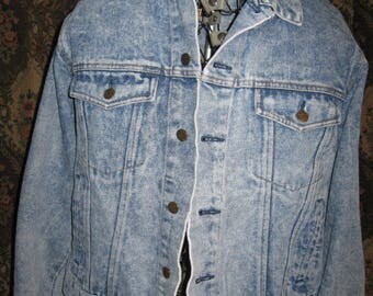 ship free Stonewashed blue jean coat size