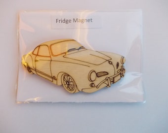 Karmann Ghia Fridge Magnet - Wood etched Karmann Ghia