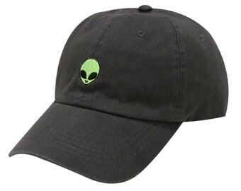 Capsule Design Small Alien Face Cotton Baseball Dad Cap Dark Grey