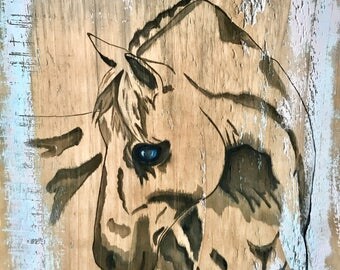 ORIGINAL WATERCOLOR ART,Horse Painting,Horse Art,Horse Wall Art,Horse Decor,Horse Wall Decor,Gift,Animal Art,Horse,Painting On Wood