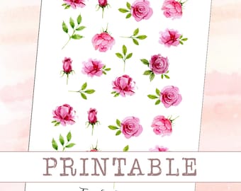 PRINTABLE planner stickers - Watercolor roses || perfect for your filofax / erin condren planner etc