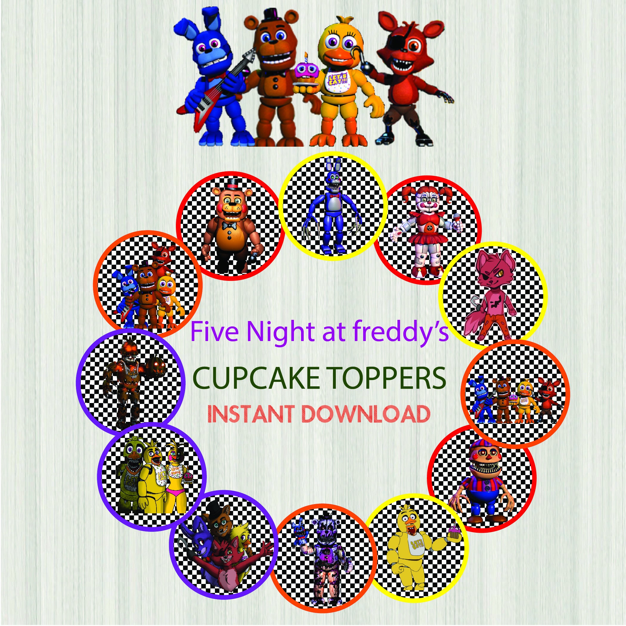 FNAF cupcake toppers Five Nights at Freddy's cupcake