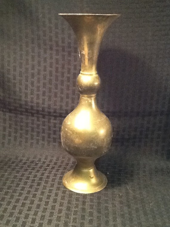 Vintage brass trumpet top vase