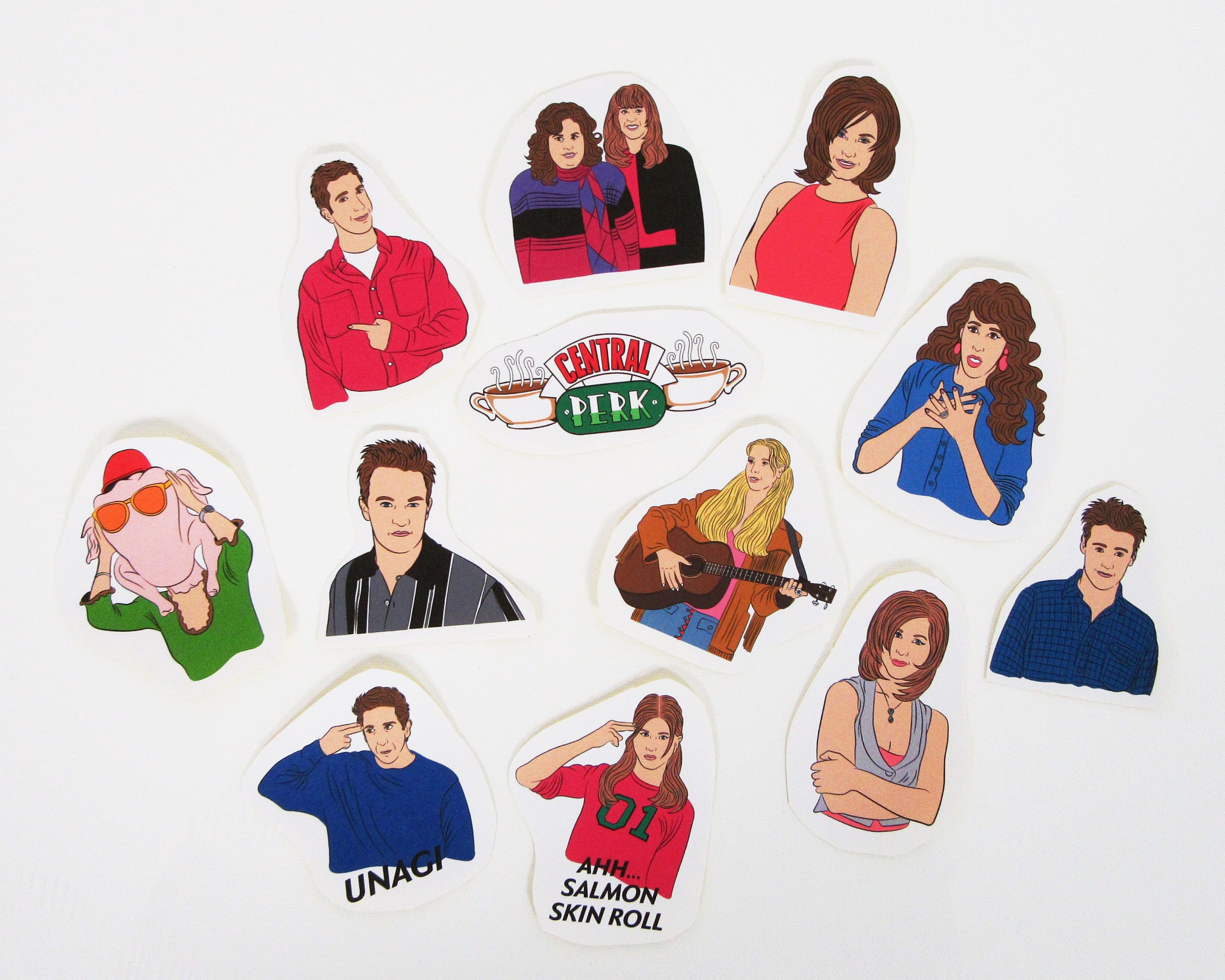 Friends 12 Pc Sticker Set Friends Tv Show Friends Sticker Pack Friends Sticker Set Friends 0057