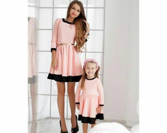 Mother daughter matching mini jacquard dress, 5 colours, Mom daughter dress, mommy and me dress, Family look dress, daughter mother dress