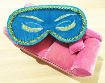 Velvet Holly Golightly Sleep Mask with Eyelashes Audrey Hepburn Night Mask Breakfast at Tiffany's Eye Mask Handmade Sleeping Mask Gift Idea