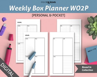Weekly Box Planner, 2017 Planner Weekly, 2017 Agenda, Weekly Planner Inserts, Weekly Planner Pages, Filofax Personal Inserts, Filofax Pocket