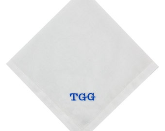 Personalised men's hemstitched handkerchiefs - Monogrammed Handkerchief - Initial Handkerchief - Wedding Handkerchief