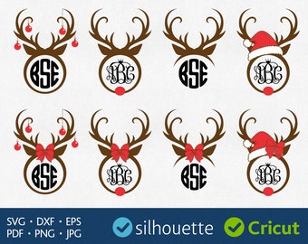 Reindeer Monogram Svg Christmas Monogram Svg Reindeer Antlers Svg Cut Files Cricut Christmas Designs Antler Monogram Border Svg Silhouette