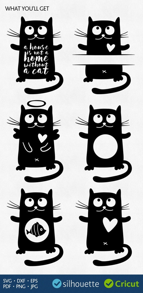 Cat Svg clip art for Cricut Cats Design Image with Quote, Monogram