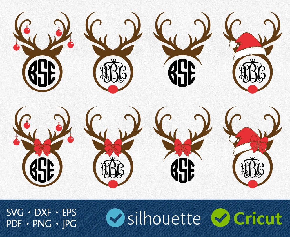 Download Monogram SVG Reindeer antler bundle frames vinyl designs