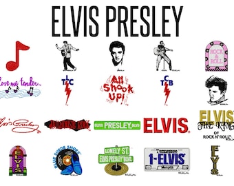 25 Elvis Presley Machine Embroidery Patterns, 4 Inch Hoop Designs, The King of Rock & Roll, Elvis Designs, Jukebox Music, Instant Download