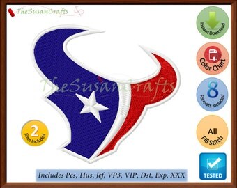 Houston TEXANS EMBROIDERY DESIGNS Pes, Hus, Jef, Dst, Exp, Vp3, Xxx, Vip