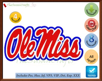 Ole MISS EMBROIDERY DESIGNS Pes, Hus, Jef, Dst, Exp, Vp3, Xxx, Vip