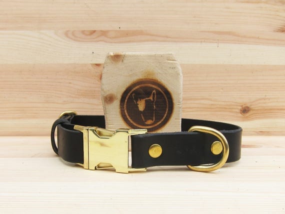 Dog Collar in Black Leather - Adjustable and Comfortable Dog Collar - Small and Medium Dog Collar - Handmade Dog Collar - YupCollars