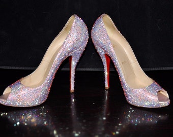 Genuine Swarovski crystal AB Christian Louboutin heels