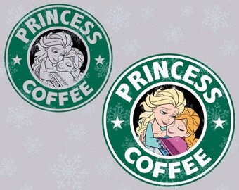 Disney Princess coffee Frozen SVG cutting ESP vector instant download