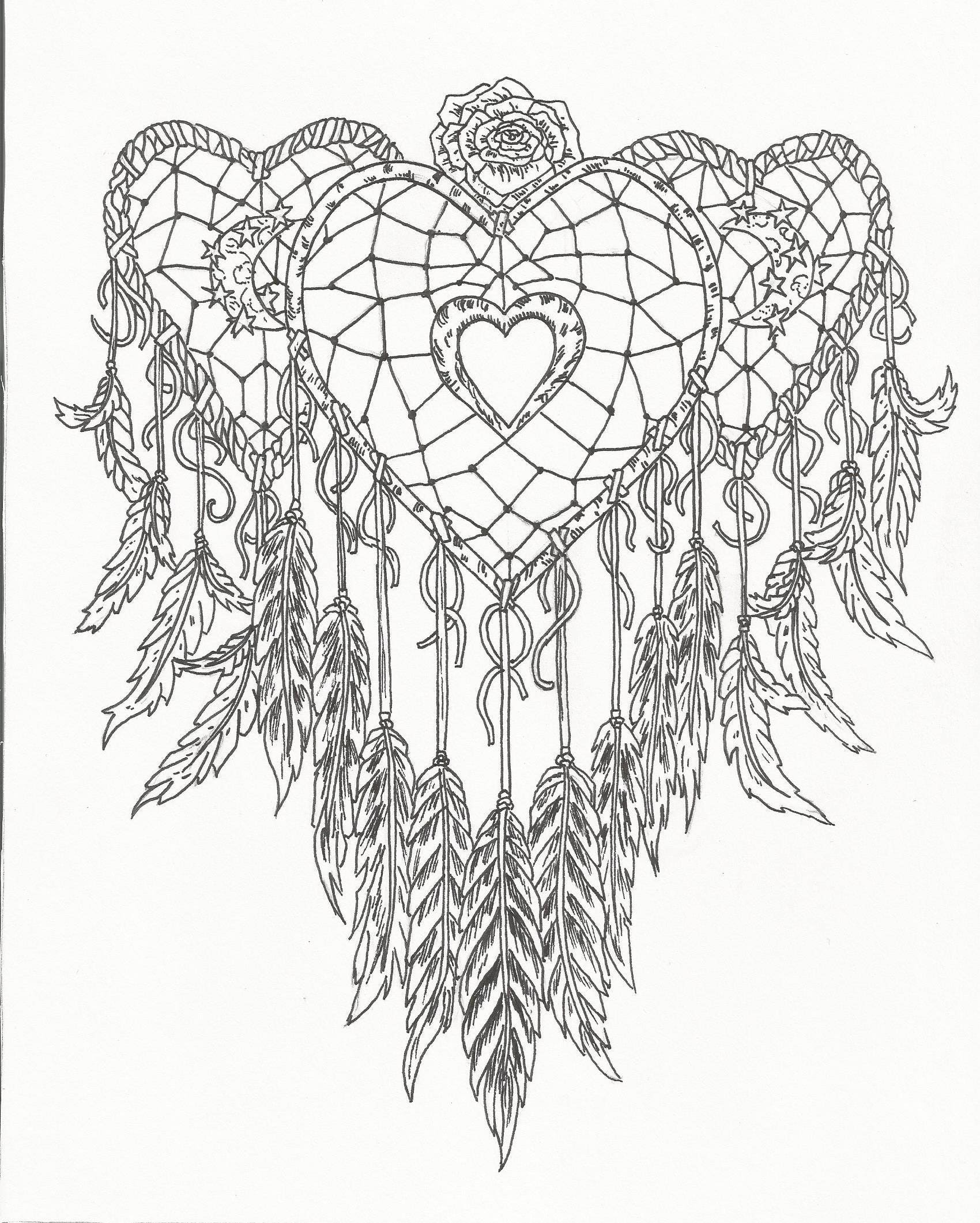 Heart Dream Catcher Coloring Page
