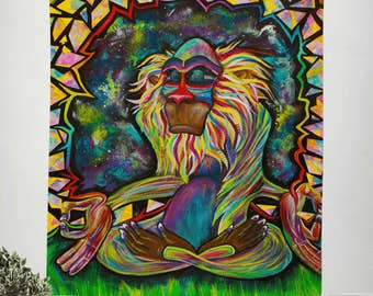 Meditating Rafiki Wall Tapestry