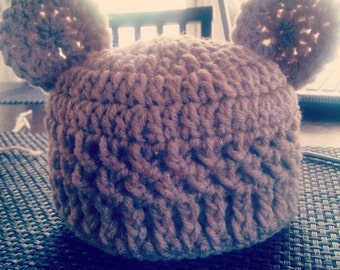 Crochet teddy bear hat. Baby bear hat.