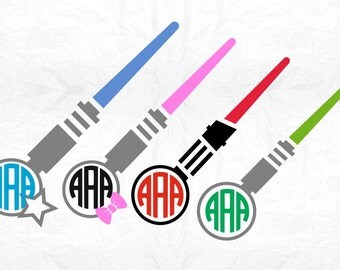 Laser saber monogram SVG Clipart Cut Files Silhouette Cameo Svg for Cricut and Vinyl File cutting Digital cuts file DXF Png Pdf Eps vector