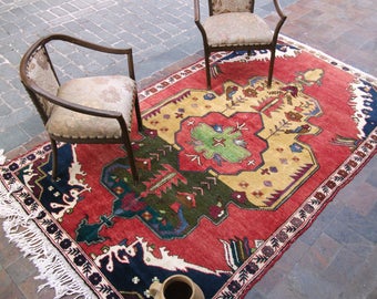 Oriental Rug, Rugs Turkish Rug, Vintage Rug, Area Rug, Knotted Rug, Wool Rug, Handmade Rug, Rustic Rug,
