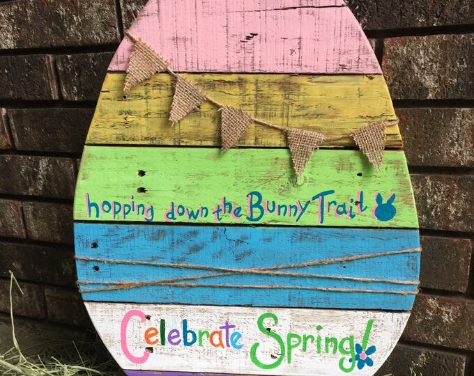 Celebrate Spring Pallet Wood Egg Sign / Easter Sign / Egg Sign / Spring Sign / Rustic Easter decor /Rustic Spring decor