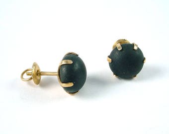 Victorian Mourning Gutta Percha 14k Gold Earrings