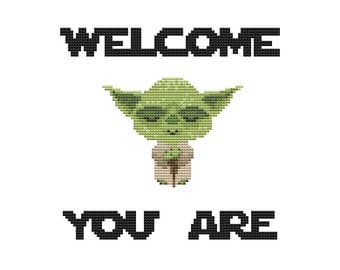 PDF cross stitch pattern, modern cross stitch, master yoda cross stitch, star wars embroidery, star wars pattern, yoda diy embroidery