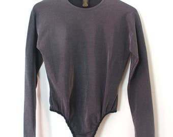 DONNA KARAN dkny silver sparkly bodysuit leotard 90's