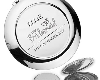Personalised engraved BRIDESMAID compact mirror wedding thank you gift idea, handbag mirror - RM1