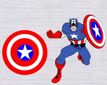 Captain America SVG bundle, Captain America clipart, superhero svg, svg files for silhouette cameo, cricut explore, files for boys, cutfile