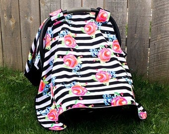 Baby Girl Car Seat Canopy, baby shower, car seat cover for girls, Infant car seat cover, floral car seat cover, girls car seat cover,