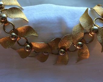 Goldtone Leaf Linked Bracelet
