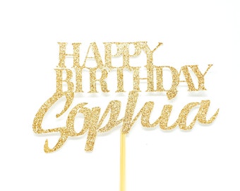Happy Birthday Cake topper, custom name cake topper, Birthday cake topper, Birthday party decor, custom colour & name