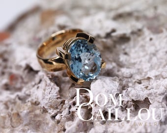 Aquamarine ring 9.97 ct 750 gold (18ct) communication