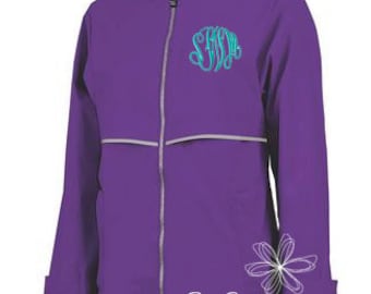 Violet Rain Jacket - New Color Violet Charles River Rain Coat - Women's Rain Coat - Monogrammed Full Zip Charles River Rain Jacket - Purple