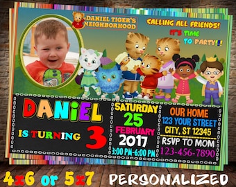 Daniel Tiger invitation, Daniel Tiger birthday invitation, Daniel Tiger party invitation, Daniel Tiger chalkboard invitation, Neighorhood