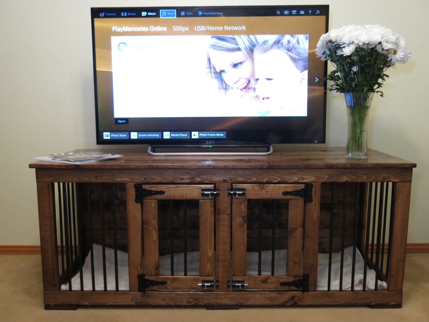 TV Stand Custom Handmade Kennel / Crate for Dogs