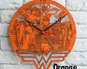 Wonder Woman Wall Art Clock DC accessories wonder woman art wonder woman birthday gift wonder woman decor dc design wonder woman kids clock