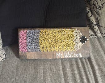 String Art Pencil Teacher Gift Wood Sign Wood Art