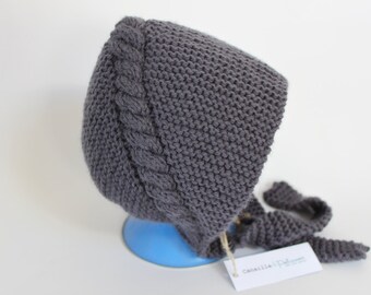 Béguin Bébé Tricoté Main - Laine Mérinos Et Coton - Blanc - Taille 0/3 Mois - NEUF