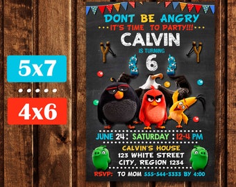 Angry Birds Invitation, Angry Birds Birthday, Angry Birds Party, Angry Birds Printables, Angry Birds Birthday Invitation, Digital File.