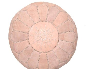 Moroccan Pouf Unstuffed Natural Authentic Handmade Genuine Leather Ottoman Pouffe Footstool