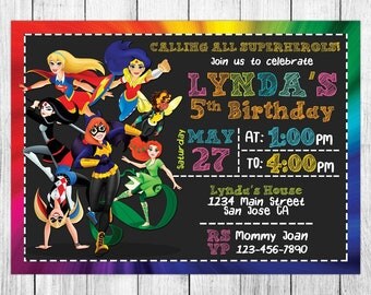 Dc Superhero Girls Invitation, Dc Superhero Girls Birthday, Dc Superhero Girls Invites, Dc Superhero Girls Party, Printable, Custom, Evite