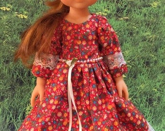 Corolle Les Cheries Doll Dress Floral Frock Clothes with Pearls and Lace