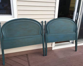 1/2 price sale! Antique blue twin headboards. Pick up only please