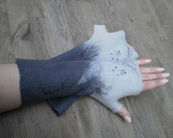 Felted Fingerless Gloves Fingerless Mittens Arm warmers Merino Wool