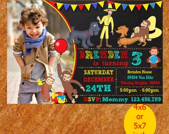 Curious George Birthday Invitation, curious george invitation, goerge party, george birthday, goerge inivte, printable, instant download